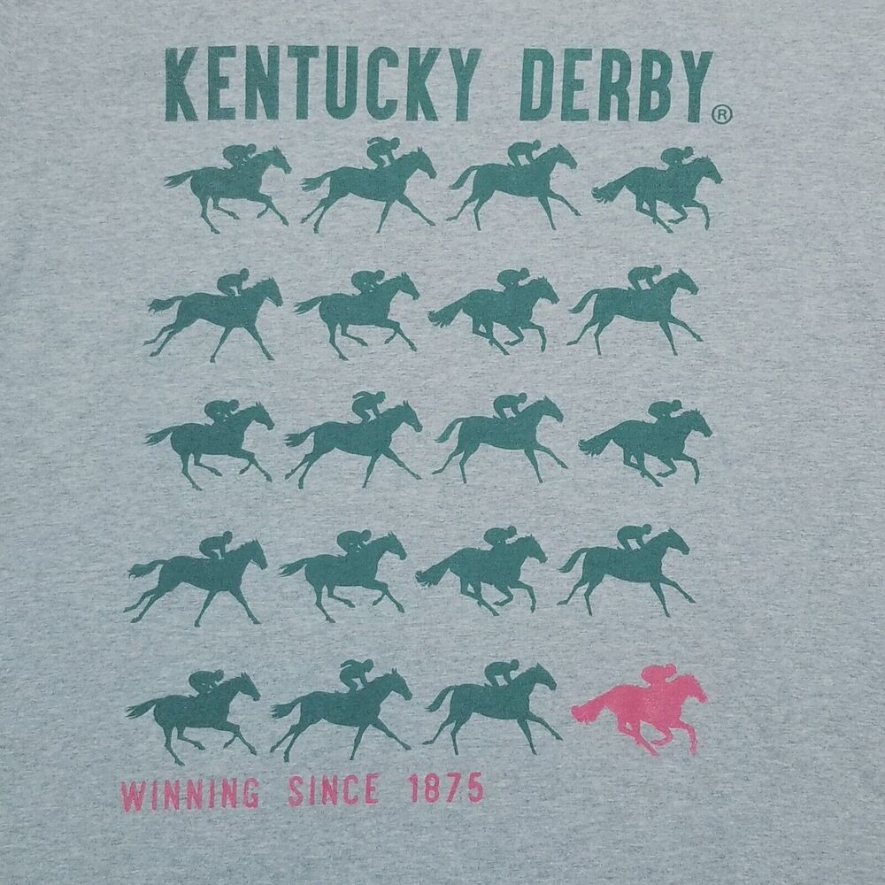 Kentucky Derby TShirt Unisex Gray Size XL Churchill WINNING SINCE 1875 Horse